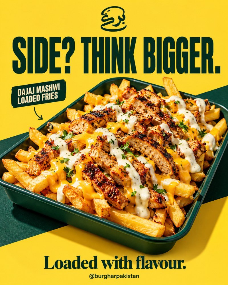 Side? Think bigger. Dajaj Mashwi loaded fries.